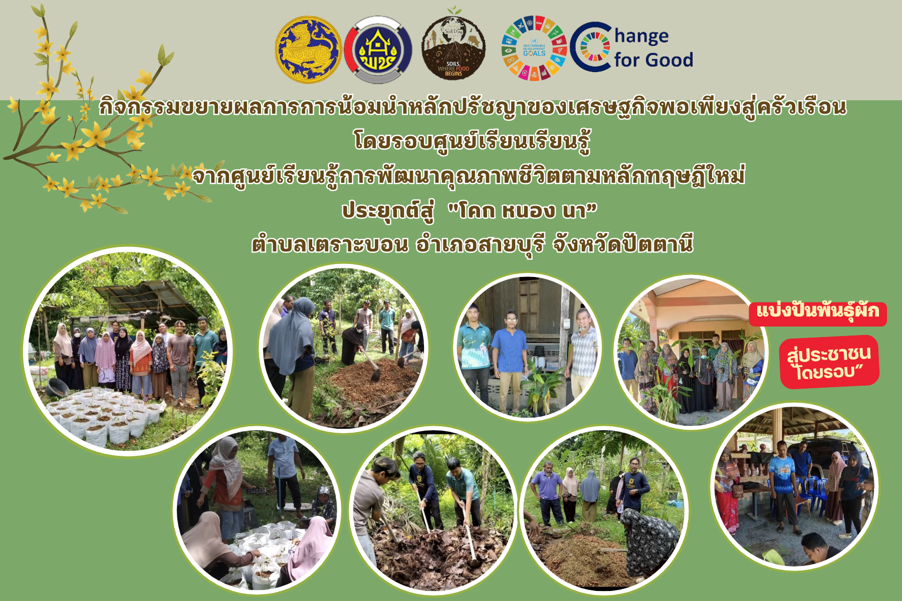 กิจกรรมการขยายผลการน้อมนำหลักปรัชญาของเศรษฐกิจพอเพียงสู่ครัวเรือนโดยรอบศูนย์เรียนรู้